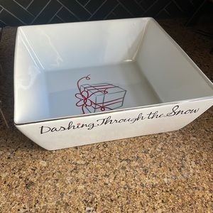 Square Serving Dish w/Holiday Phrases
